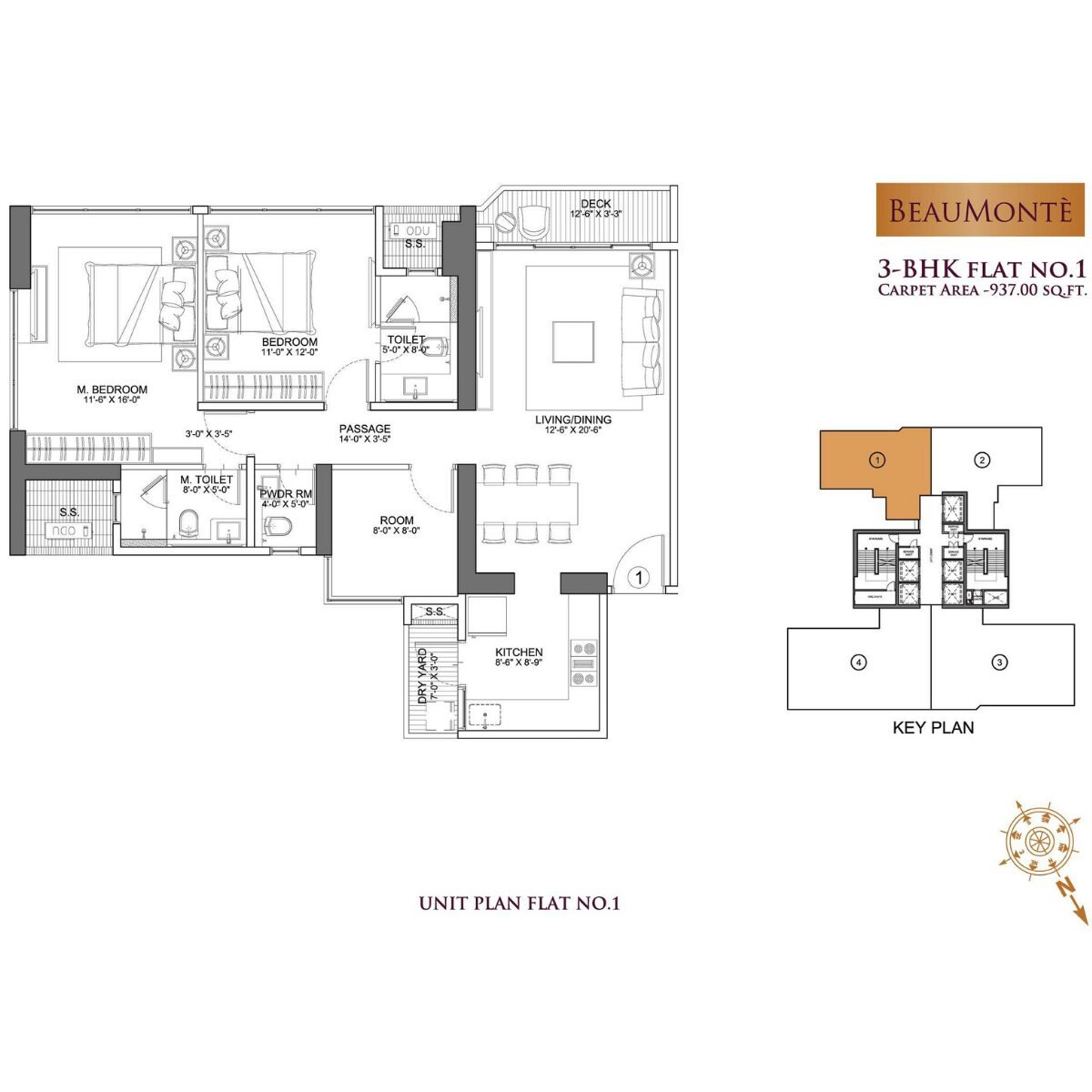Sheth-Beaumonte-Tower-A-Floor-Plan-3-BHK-937-sqft