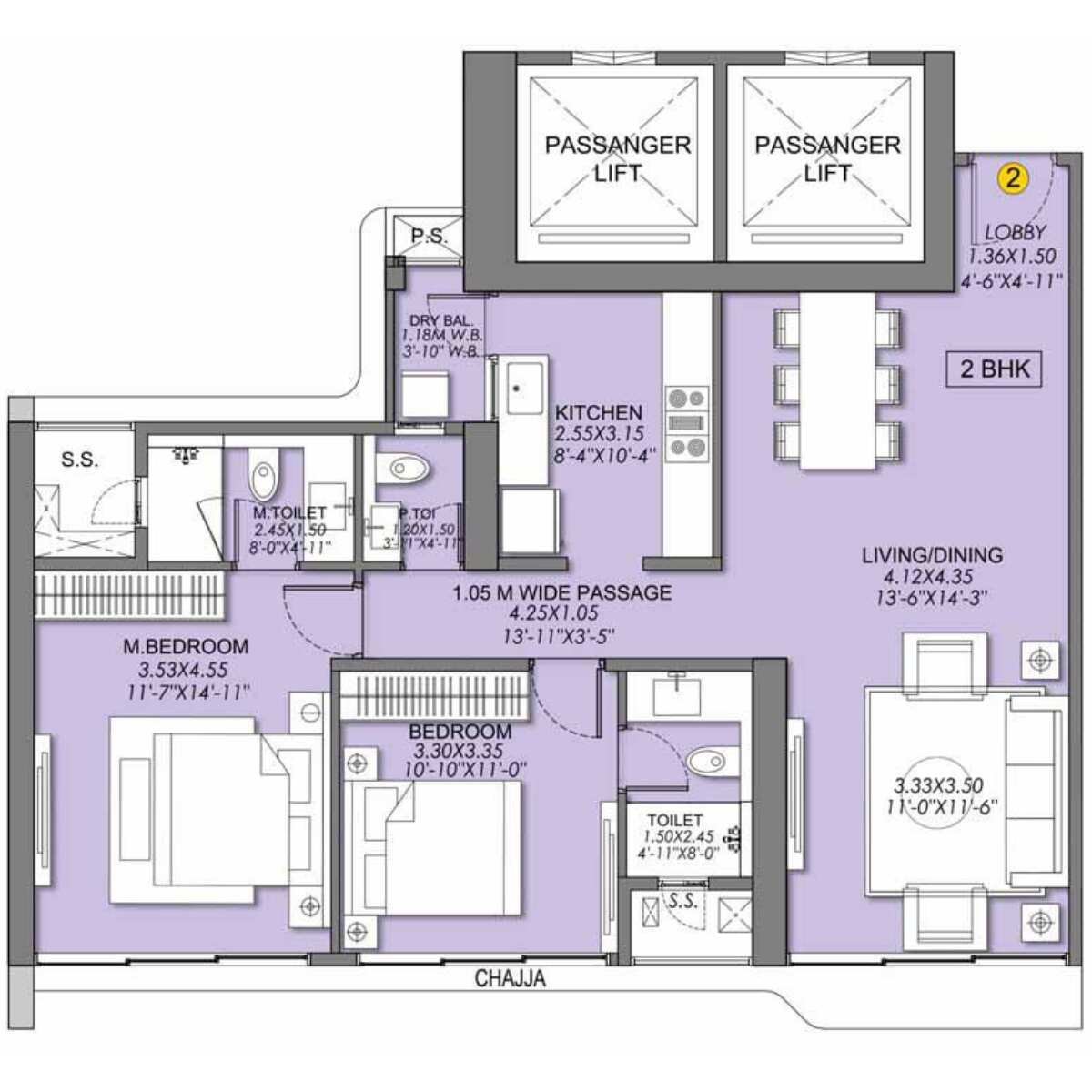 Sheth-Beaumonte-Tower-B-Floor-Plan-2-BHK-917-sqft-Unit-2