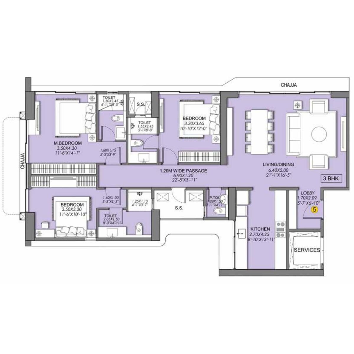 Sheth-Beaumonte-Tower-B-Floor-Plan-3-BHK-1275-sqft-Unit-5