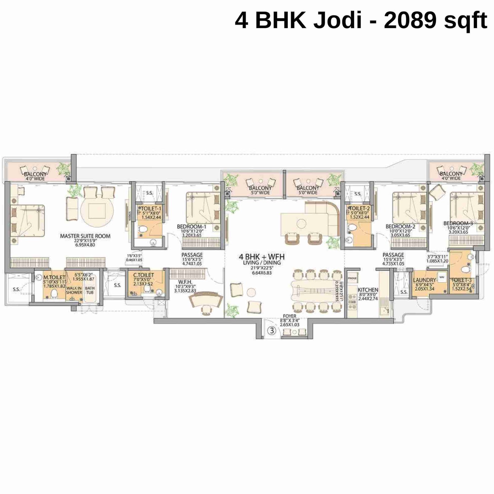 Sheth-Beaumonte-Floor-Plan-Tower-C-Jodi-4-BHK-WFH-2089-sqft
